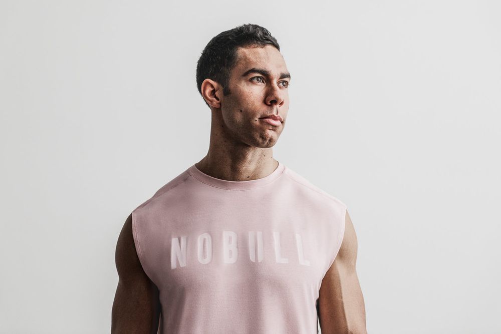 T-Shirts NOBULL Homme Rose - NOBULL Sin Mangas,France (6513-EMWZK)